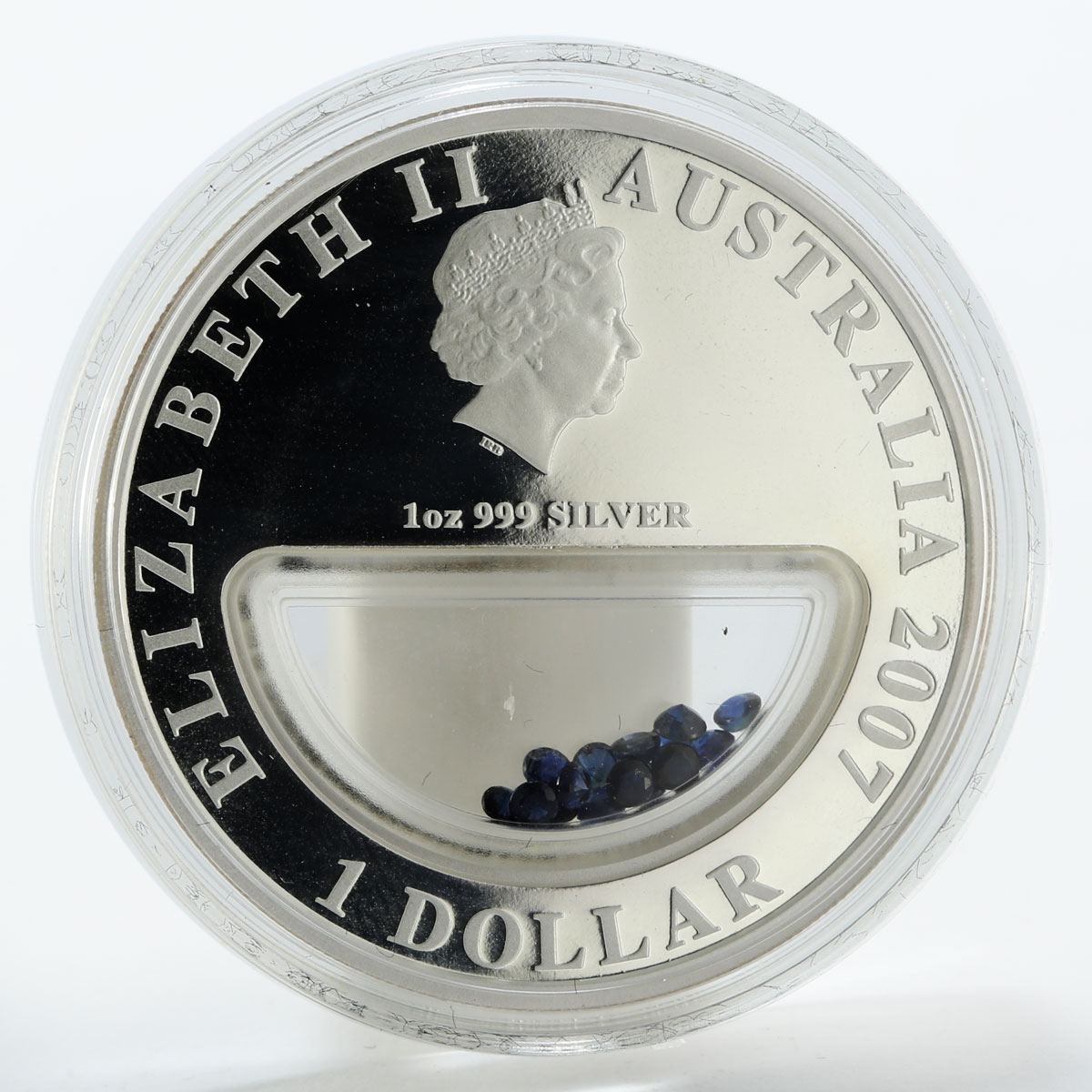 Australia 1 dollar Australian Treasures Sapphires proof silver coin 2007