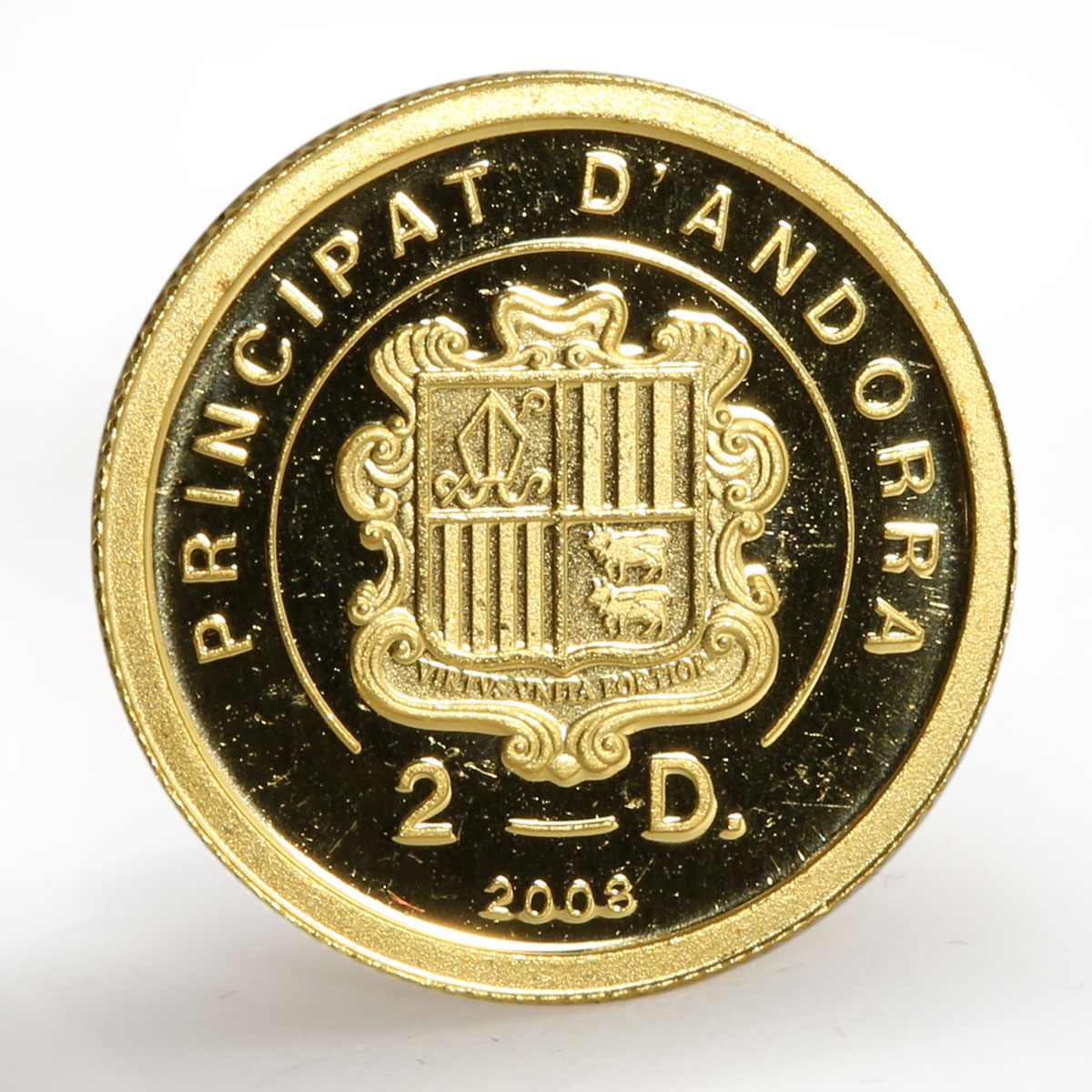 Andorra 2 dinars La Pietat Michelangelo Statue Art gold coin 2008