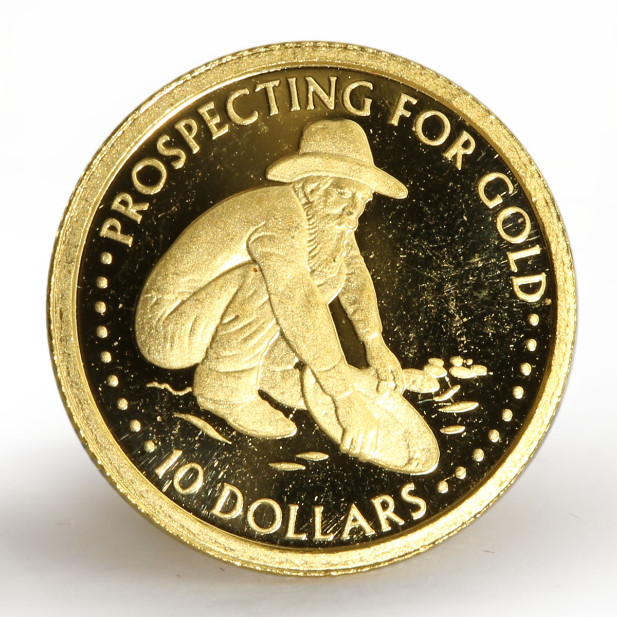 Solomon island 10 dollars Prospecting for gold Prospector gold coin 2005