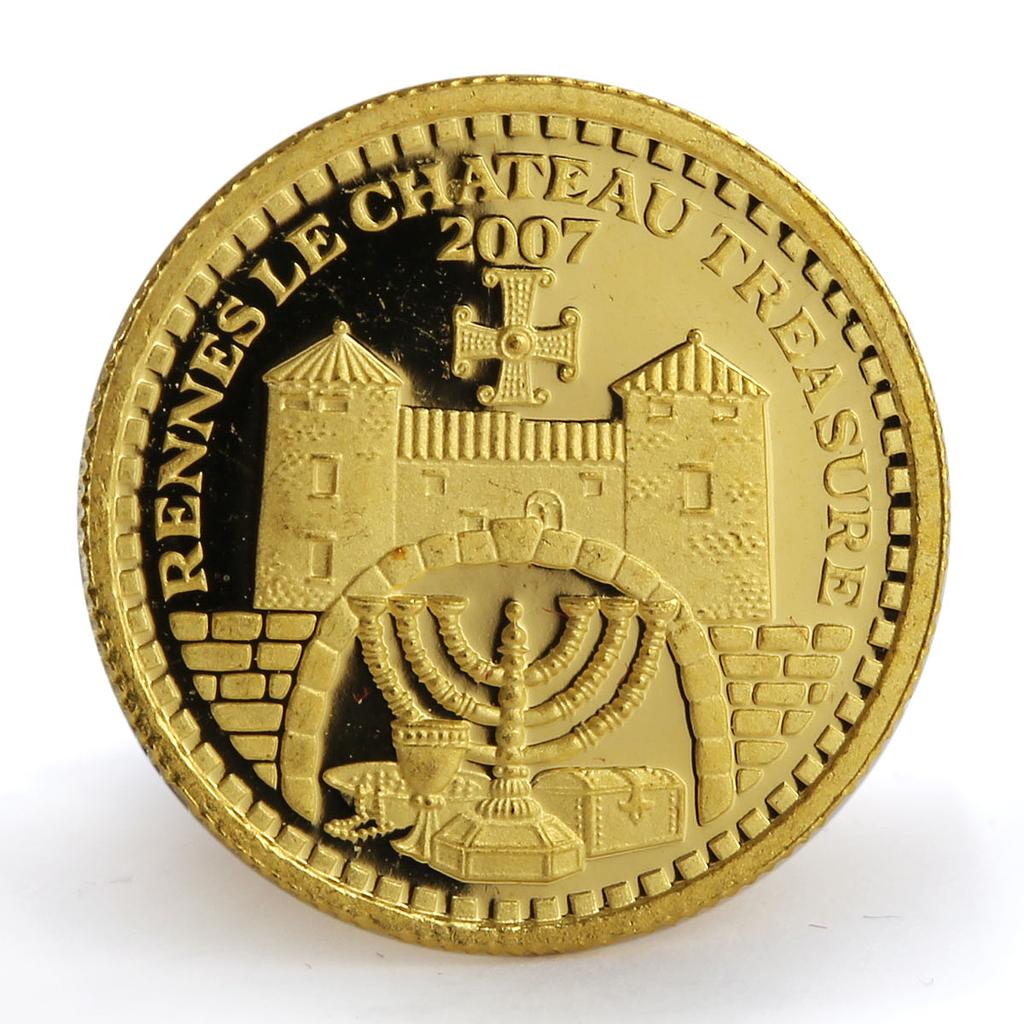 Laos 1000 kip Rennes le Chateau Treasure Town Gate gold coin 2007