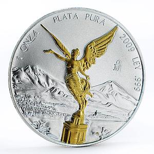 Mexico 1 onza Libertad Angel of Independence gilded silver coin 2009