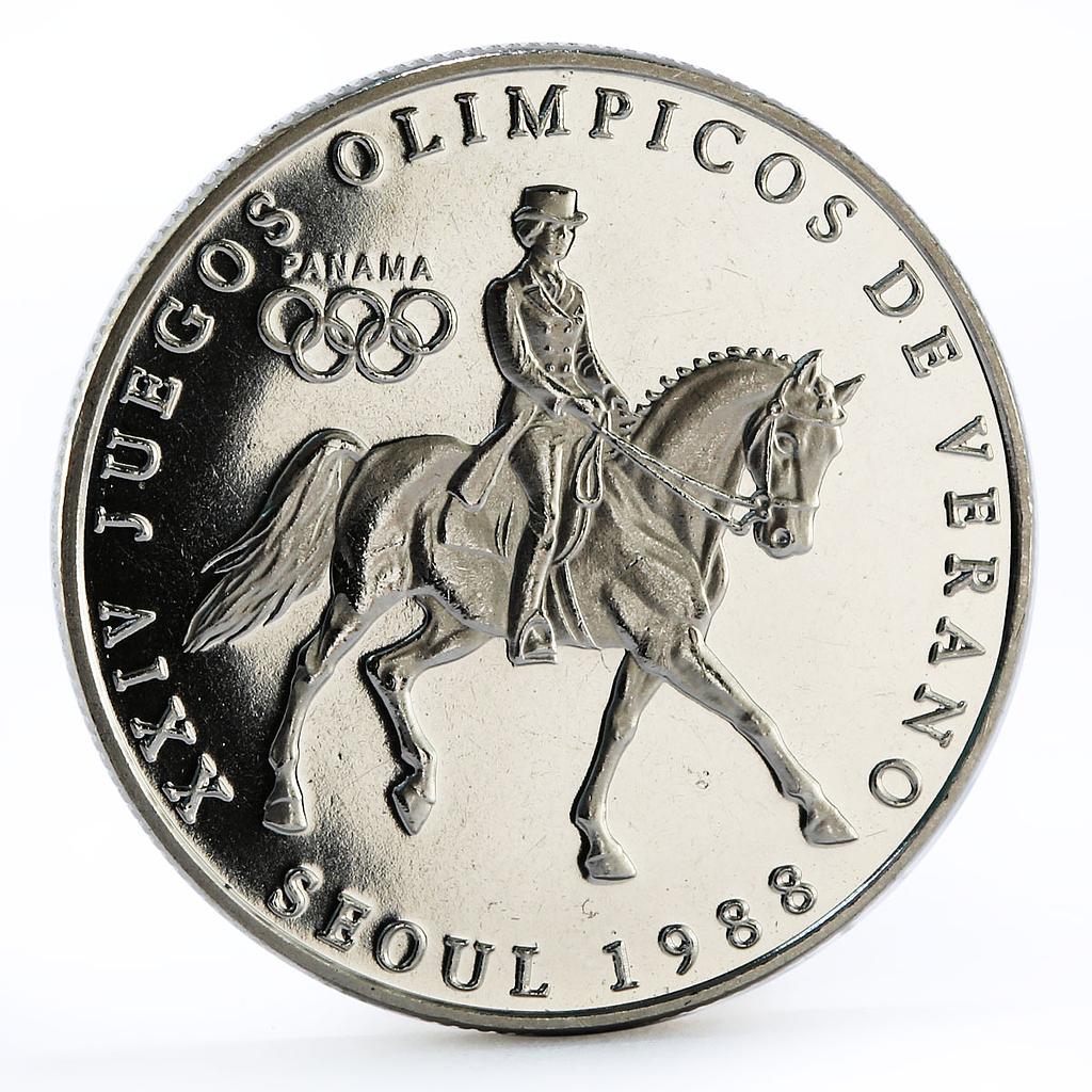 Panama 1 balboa Seoul Olympic Summer Games series Equestrian CuNi coin 1988