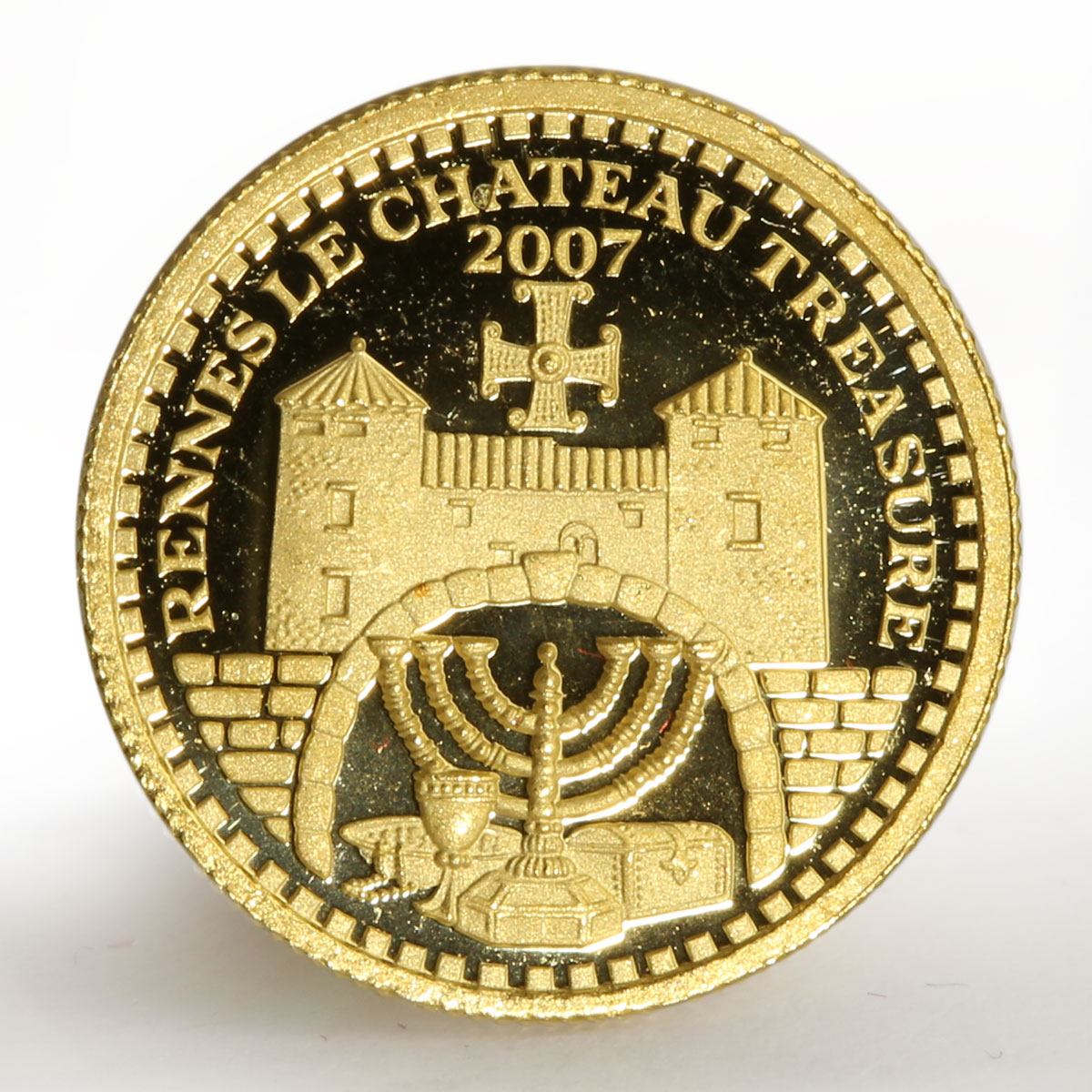 Laos 1000 kip Rennes le Chateau Treasure Town Gate gold coin 2007