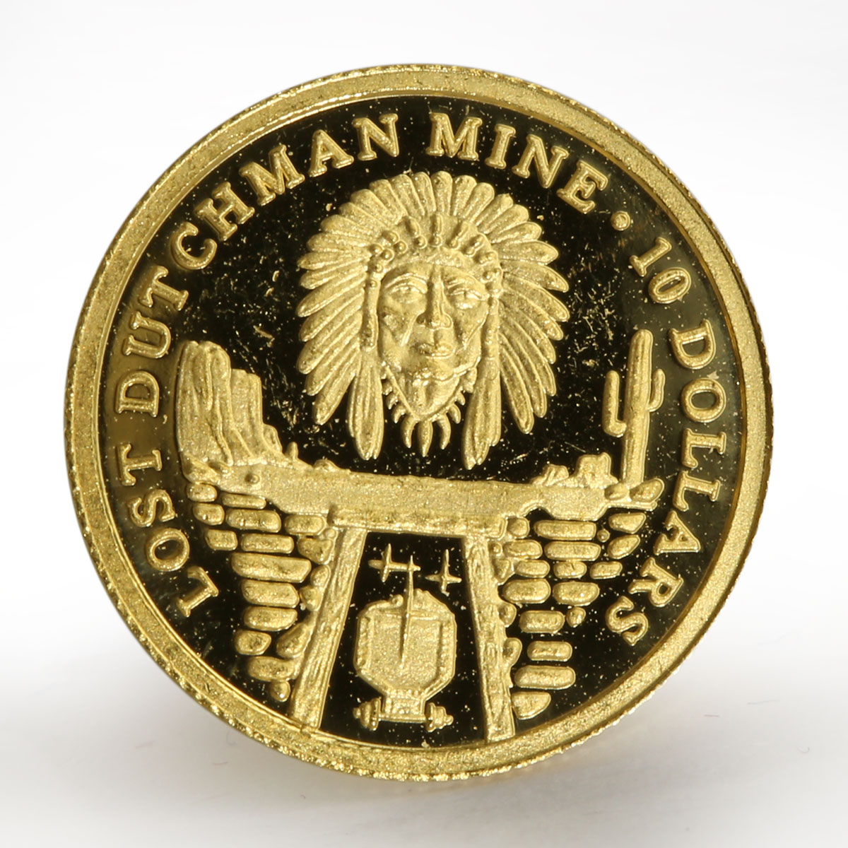 Cook Island 10 dollars Lost Dutchman Gold Mine Indian Desert gold coin 2006