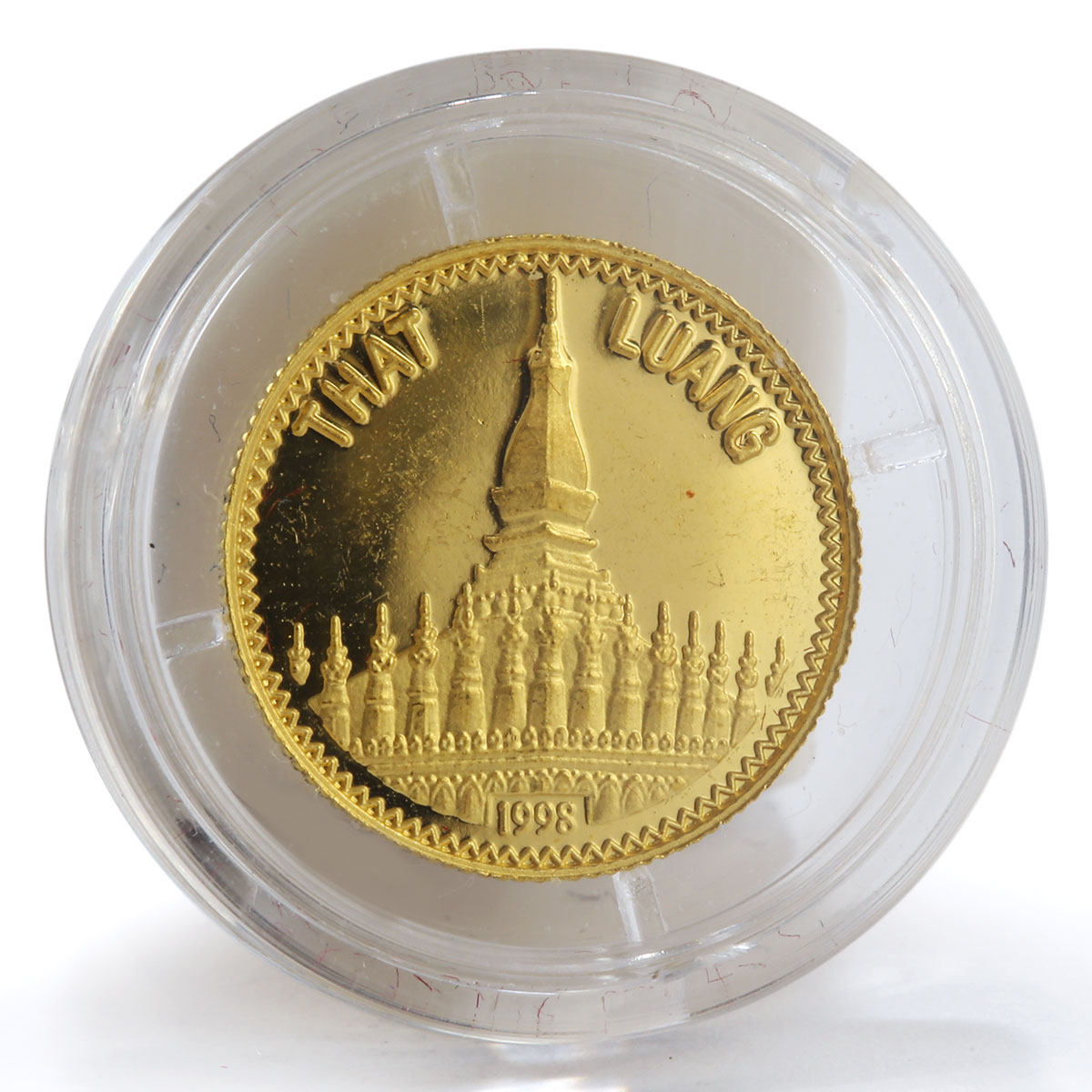 Laos 2000 kip That Luang gold coin 1998