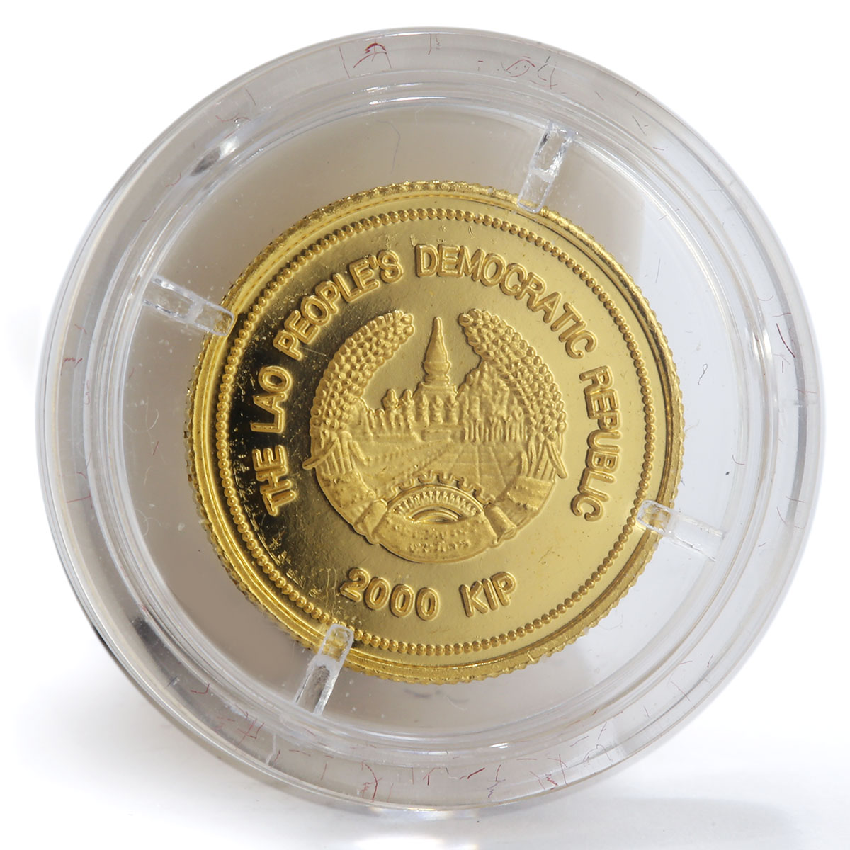 Laos 2000 kip That Luang gold coin 1998