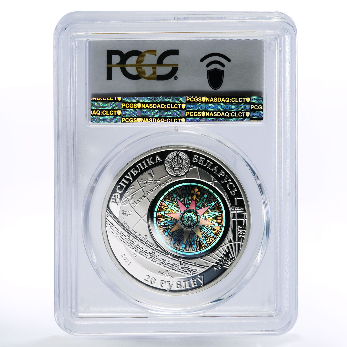 Belarus 20 rubles Sailing Ships Kruzenstern PR69 PCGS hologram silver coin 2011