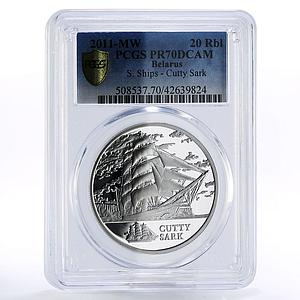 Belarus 20 rubles Sailing Ships Cutty Sark PR70 PCGS hologram silver coin 2011