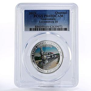 Guatemala 1 quetzal Trains Locomotive 34 PR69 PCGS colored silver coin 2019