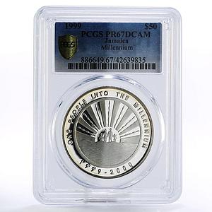 Jamaica 50 dollars Into the Millennium PR67 PCGS silver coin 1999