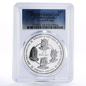 Cayman Islands 25 dollars Norman Kings Vikings PR68 PCGS silver coin 1980