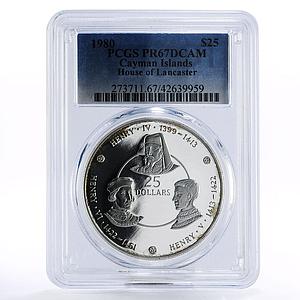 Cayman Islands 25 dollars House of Lancaster PR67 PCGS silver coin 1980