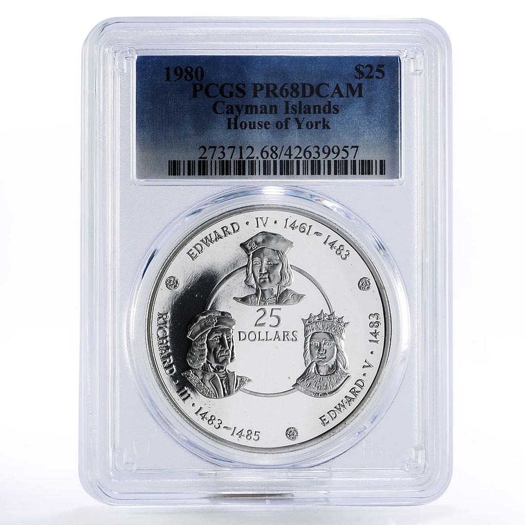 Cayman Islands 25 dollars House of York PR68 PCGS silver coin 1980