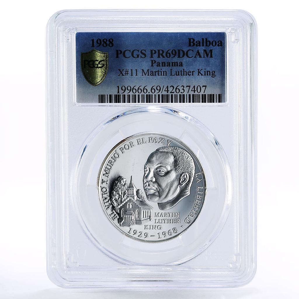 Panama 1 balboa Martin Luther King Freedom Church PR69 PCGS silver coin 1988