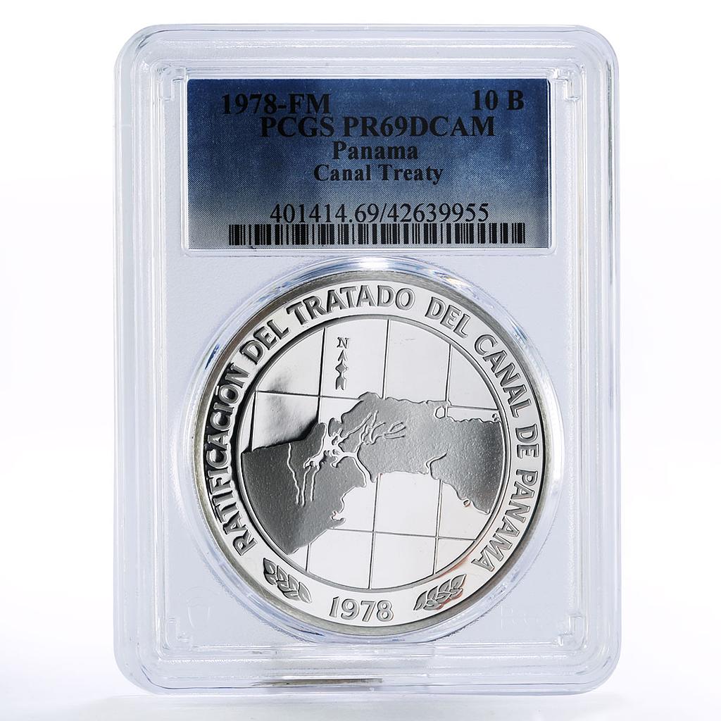 Panama 10 balboas Panama Canal Treaty PR69 PCGS silver coin 1978