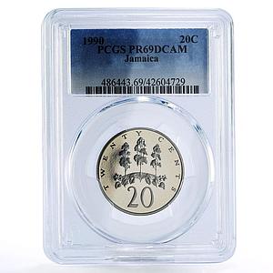 Jamaica 20 cents Trees Nature PR69 PCGS CuNi coin 1990
