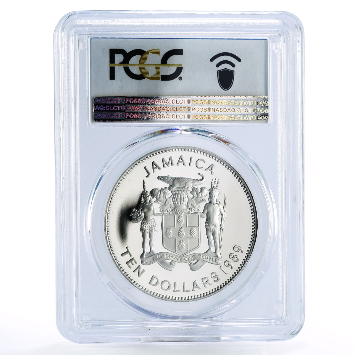 Jamaica 10 dollars The New World Columbus Ship PR68 PCGS silver coin 1989