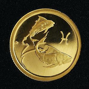 Russia 25 rubles Zodiac Pisces Fish gold coin 2003