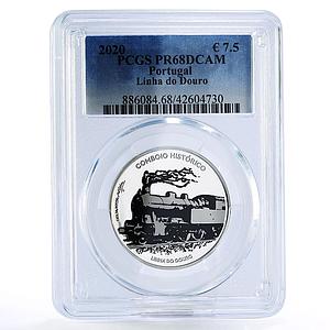 Portugal 7,5 euro Train Locomotive Linha de Douro PR68 PCGS silver coin 2020