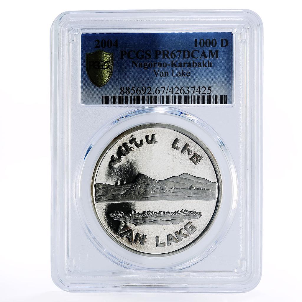 Nagorno-Karabakh 1000 dram Van Lake Nature Mountains PR67 PCGS silver coin 2004