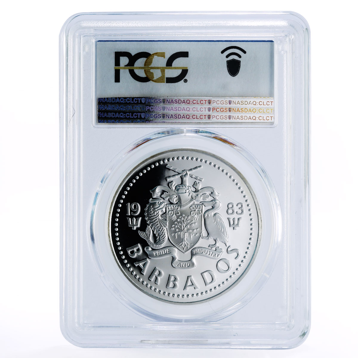 Barbados 25 dollars Coronation Jubilee Royal Symbols PR70 PCGS silver coin 1983