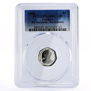 Jamaica 1 dollar Sir Alexander Bustamante PR68 PCGS nickel coin 1999