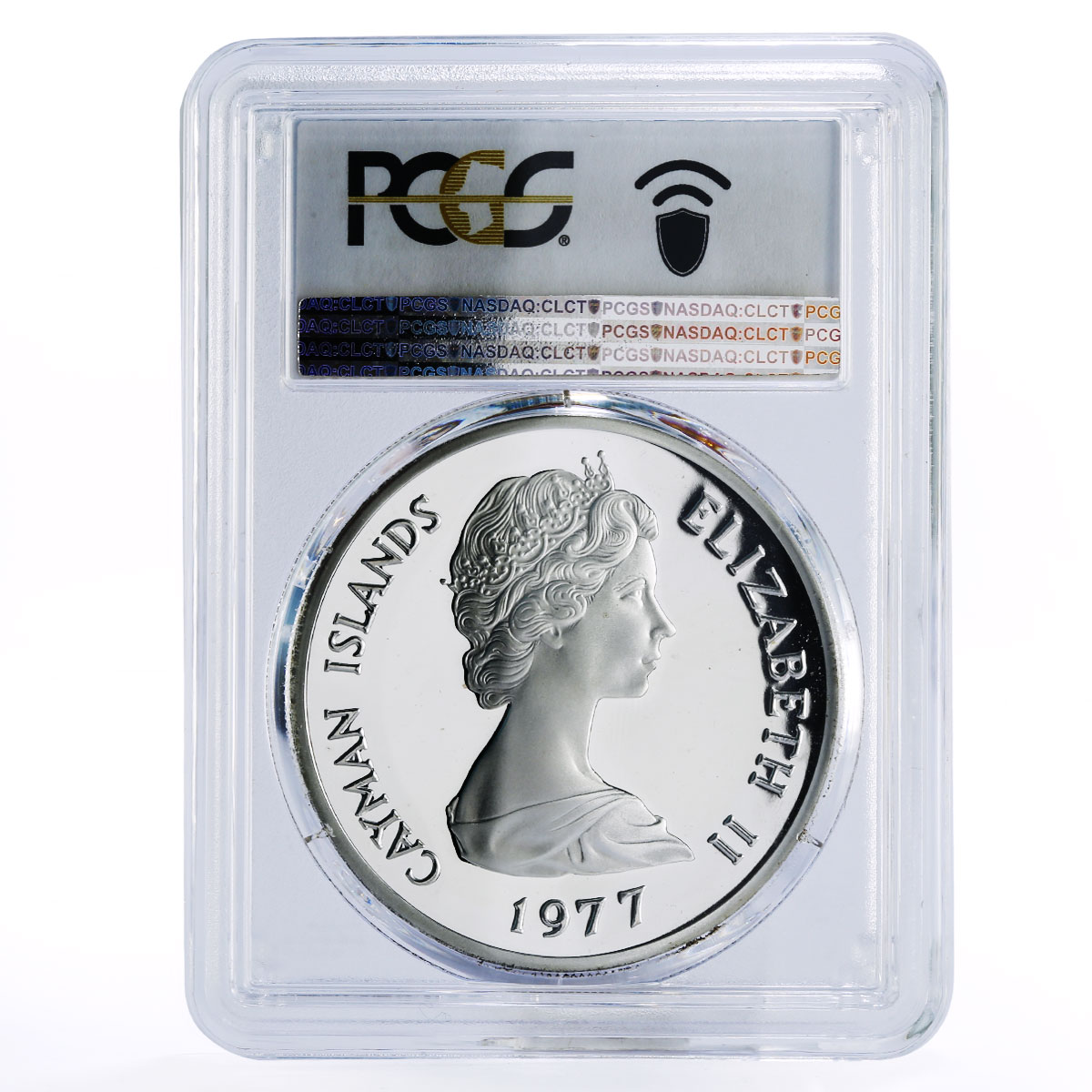 Cayman Islands 25 dollars Queen Elizabeth I PR69 PCGS silver coin 1977