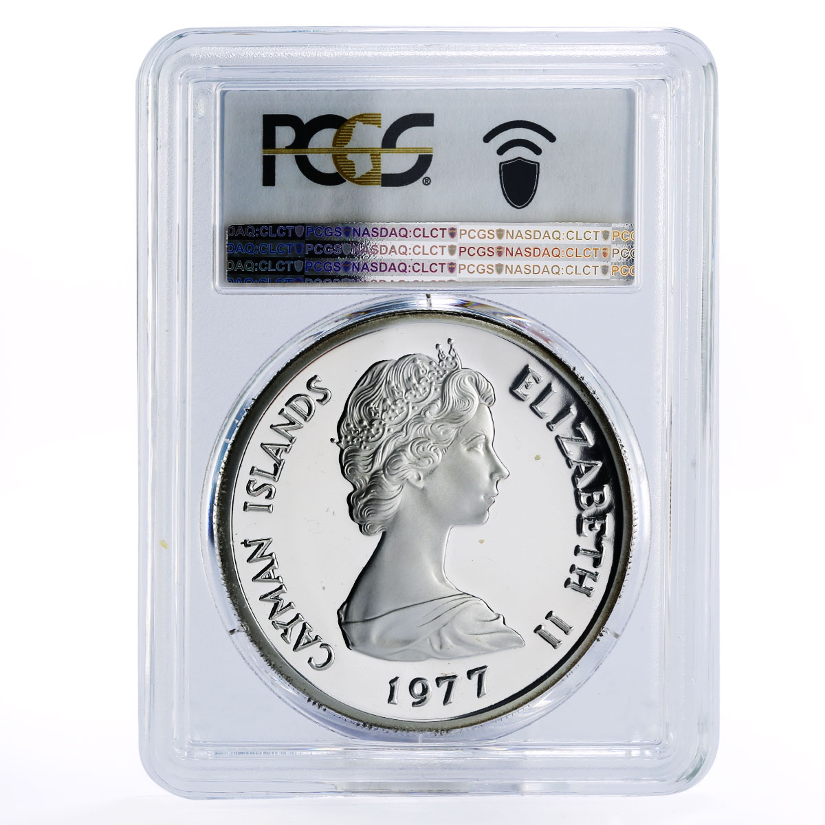 Cayman Islands 25 dollars Queen Mary II PR67 PCGS silver coin 1977