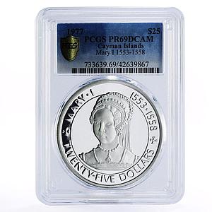 Cayman Islands 25 dollars Queen Mary I PR69 PCGS silver coin 1977