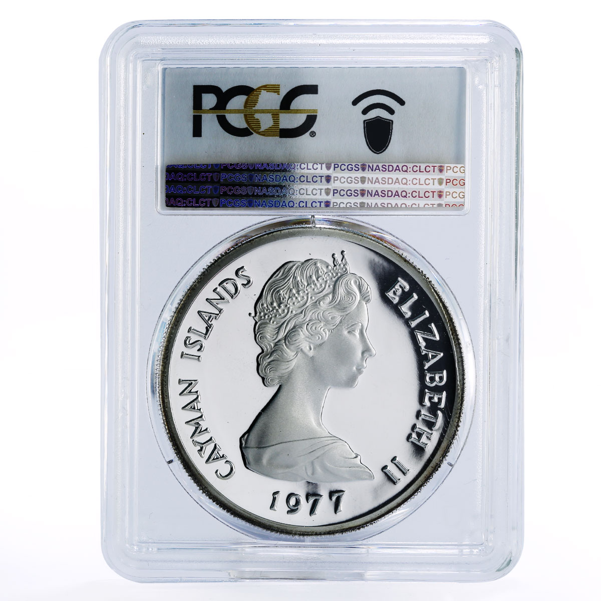 Cayman Islands 25 dollars Queen Victoria PR69 PCGS silver coin 1977