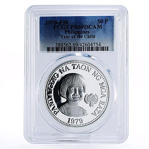 Philippines 50 piso International Year of the Child PR69 PCGS silver coin 1979