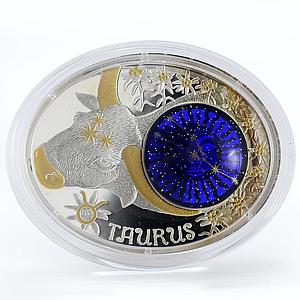 Macedonia 10 denari Zodiac Signs series Taurus 3D silver coin 2015