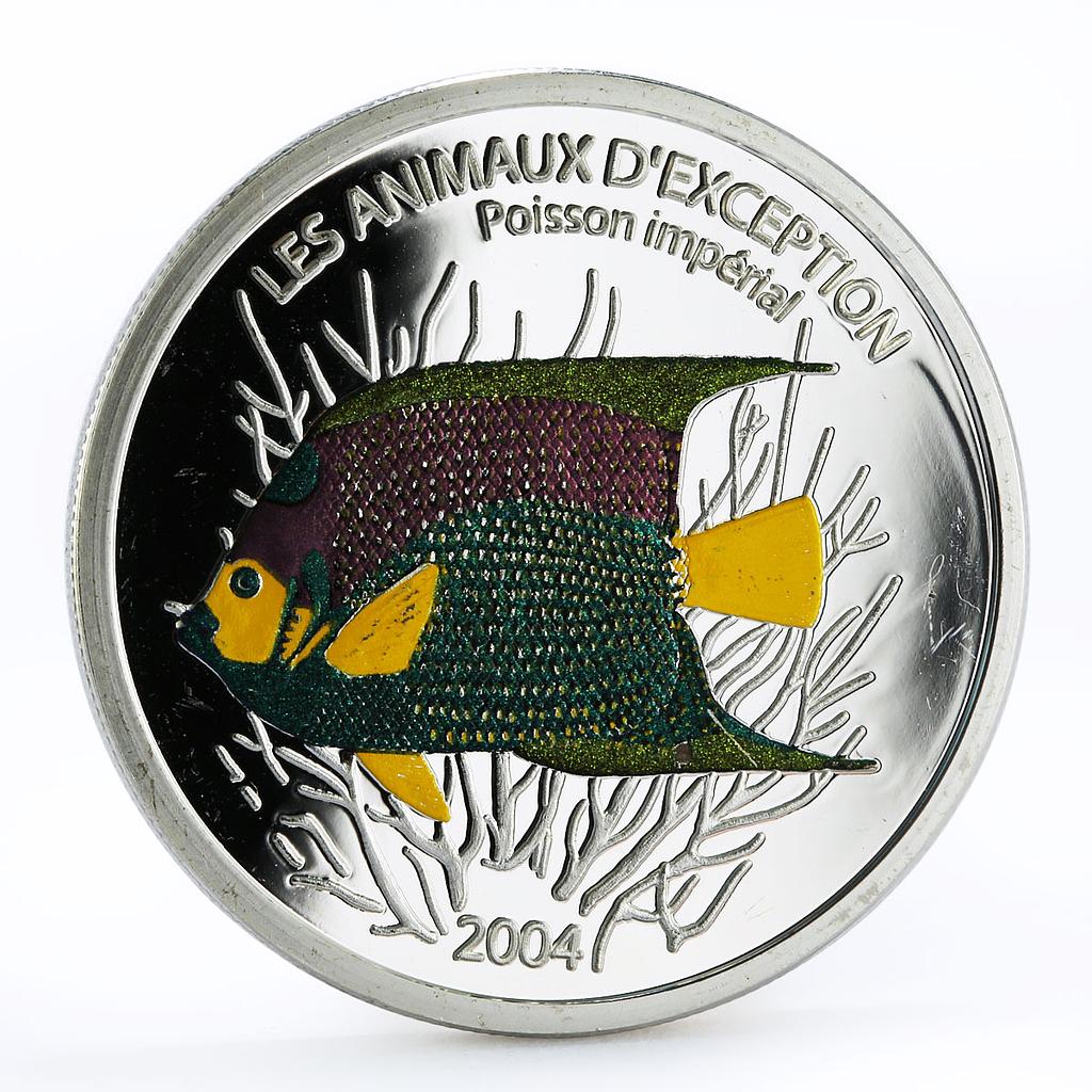 Congo 10 francs Poisson Imperial Fish colored proof silver coin 2004