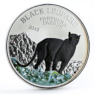 Congo 1000 francs Wildlife Black Leopard Cat colored silver coin 2013