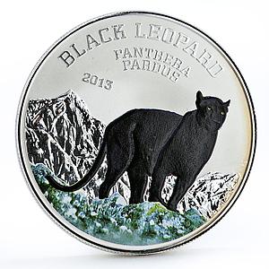 Congo 1000 francs Wildlife Black Leopard Cat colored silver coin 2013