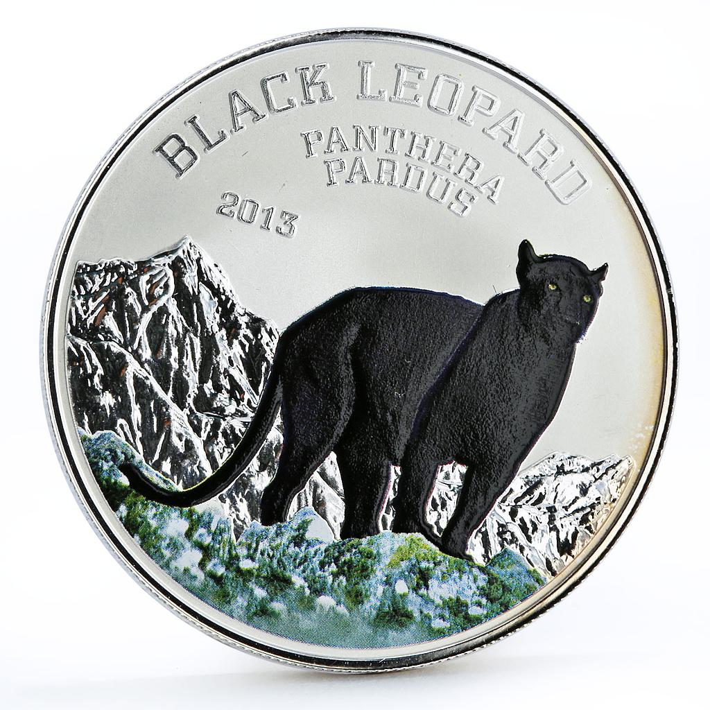 Congo 1000 francs Wildlife Black Leopard Cat colored silver coin 2013