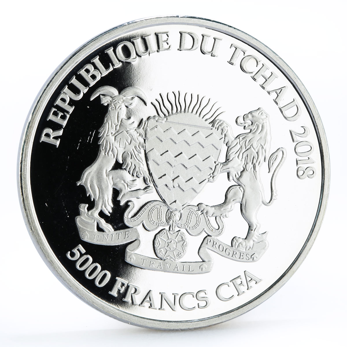 Chad 5000 francs Wildlife Mandala Lion proof silver coin 2018