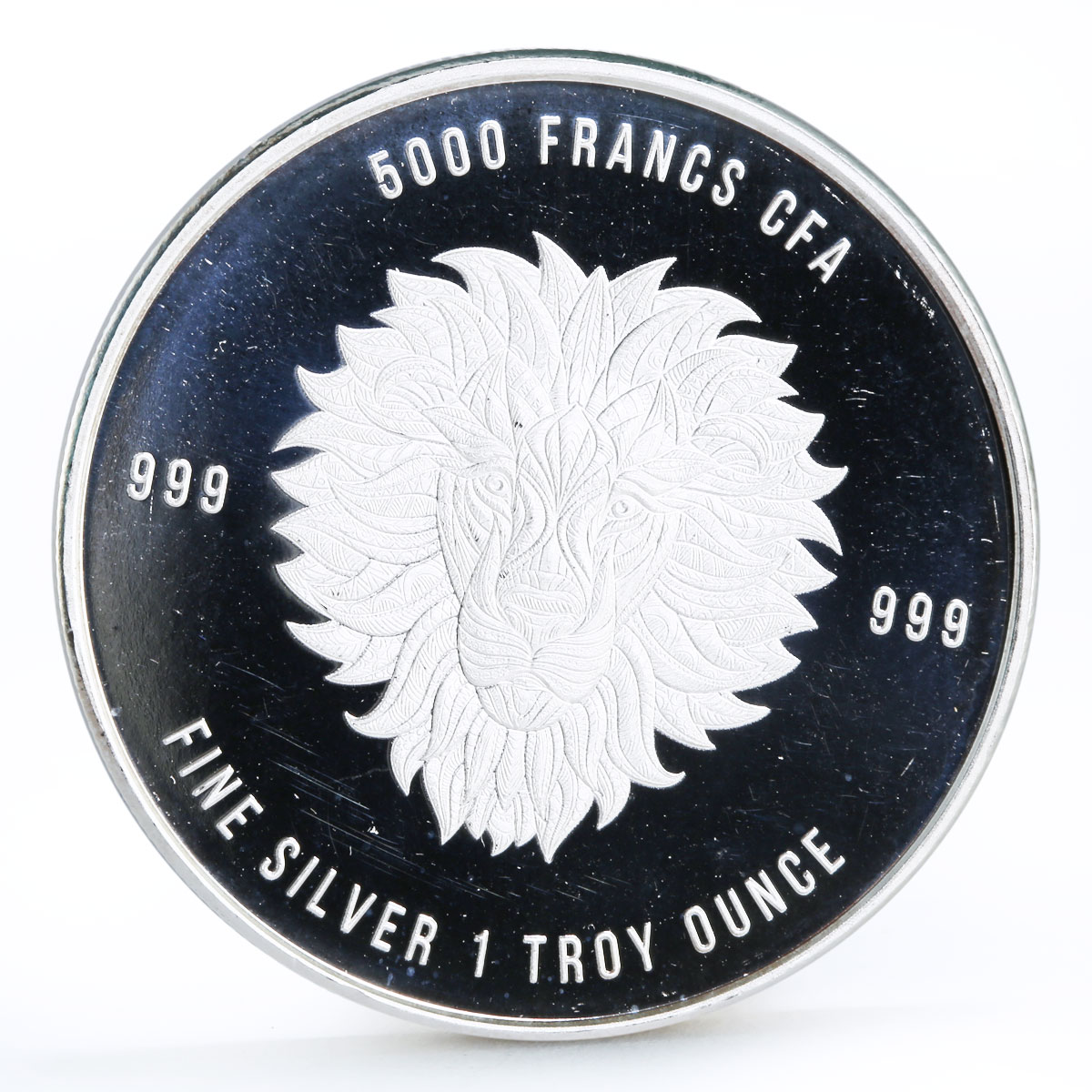 Chad 5000 francs Wildlife Mandala Lion proof silver coin 2018