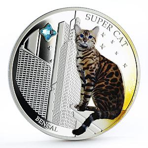 Fiji 2 dollars Small Cats series Bengal Super Cat Pet colored silver coin 2013