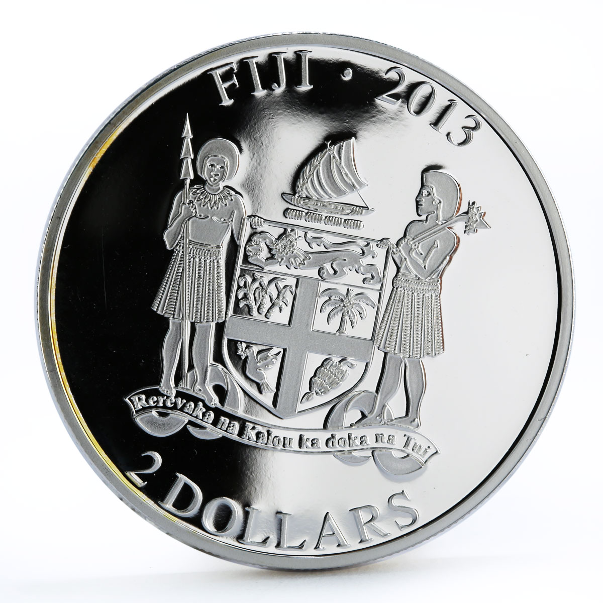 Fiji 2 dollars My Great Protector Boxer Dog colored silver coin 2013