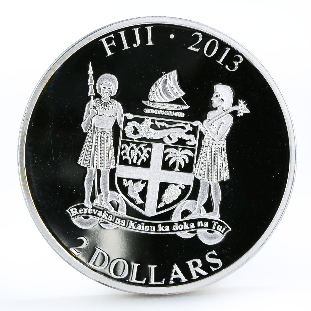 Fiji 2 dollars My Great Protector Boxer Dog colored silver coin 2013