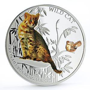 Fiji 2 dollars Small Cats series Wild Leopard Cat Pet colored silver coin 2013