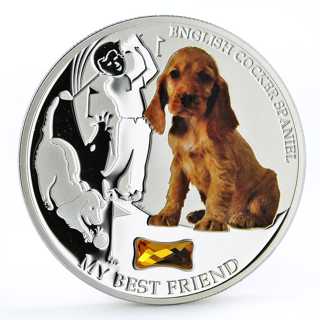 Fiji 2 dollars My Best Friend English Cocker Spaniel Dog silver coin 2013