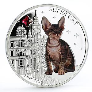 Fiji 2 dollars Super Cat Sphynx Home Pet colored silver coin 2013