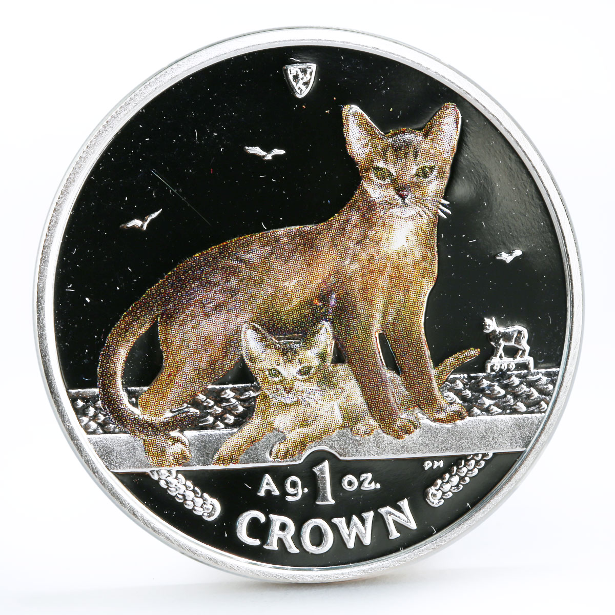 Isle of Man 1 crown Abyssinian Cats Home Pets colored proof silver coin 2010