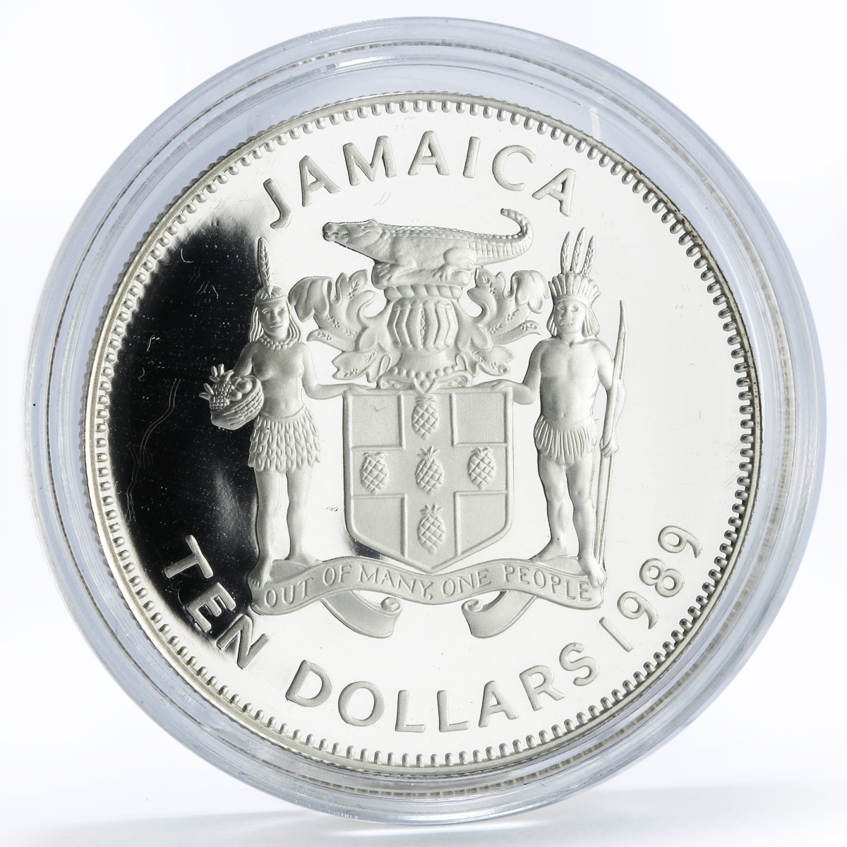 Jamaica 10 dollars Discovering of the New World Columbus Ship silver coin 1989