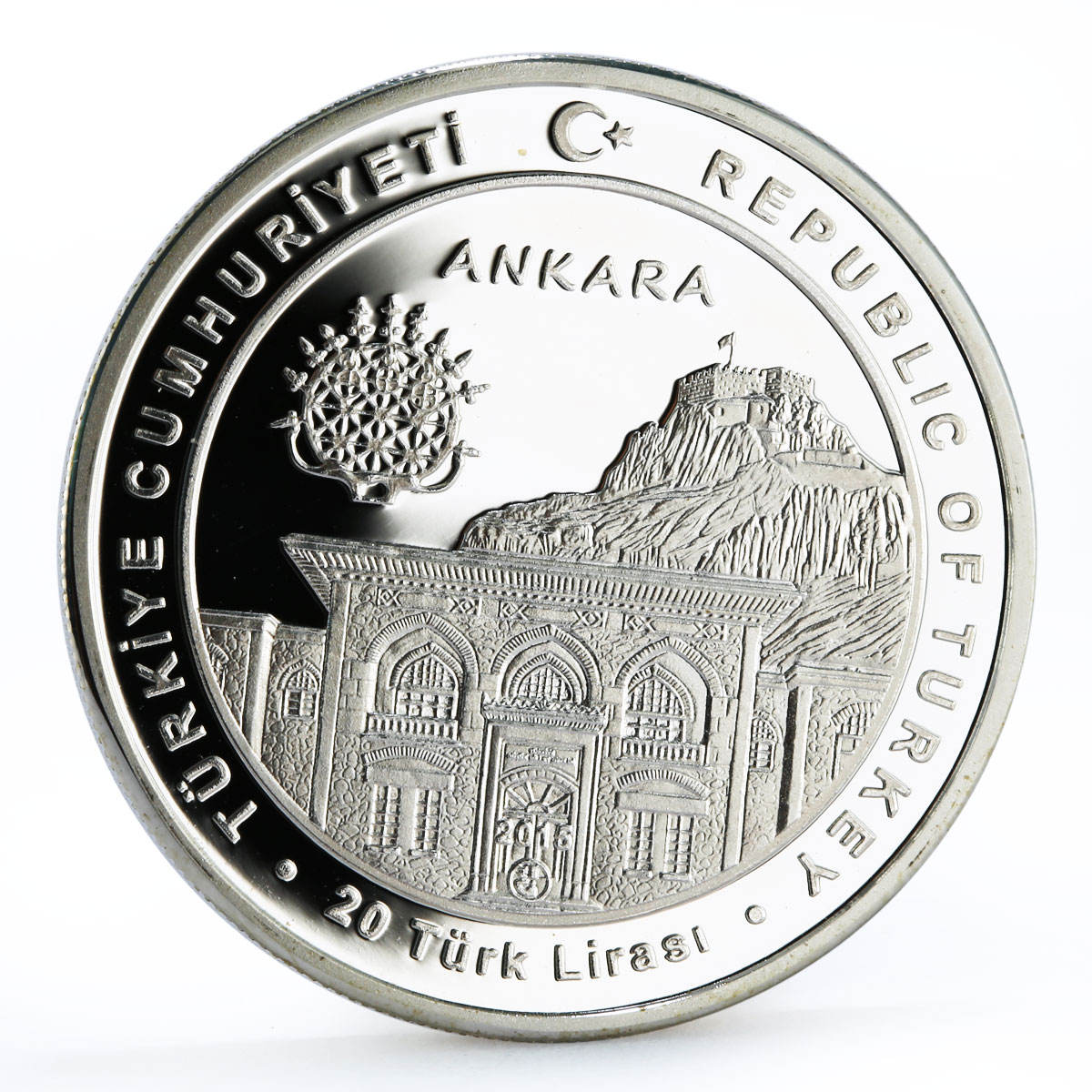 Turkey 20 lira Ankara Parliament Cappadocia Air Balloons proof silver coin 2015