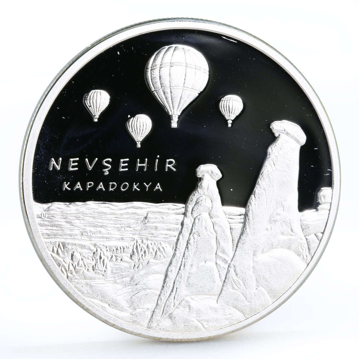 Turkey 20 lira Ankara Parliament Cappadocia Air Balloons proof silver coin 2015