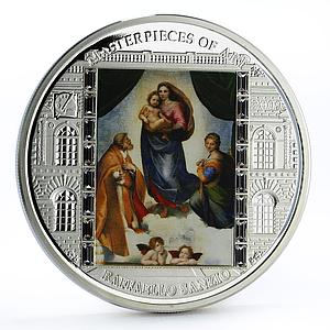 Cook Islands 20 dollars Raphael Art Sistine Madonna colored silver coin 2009