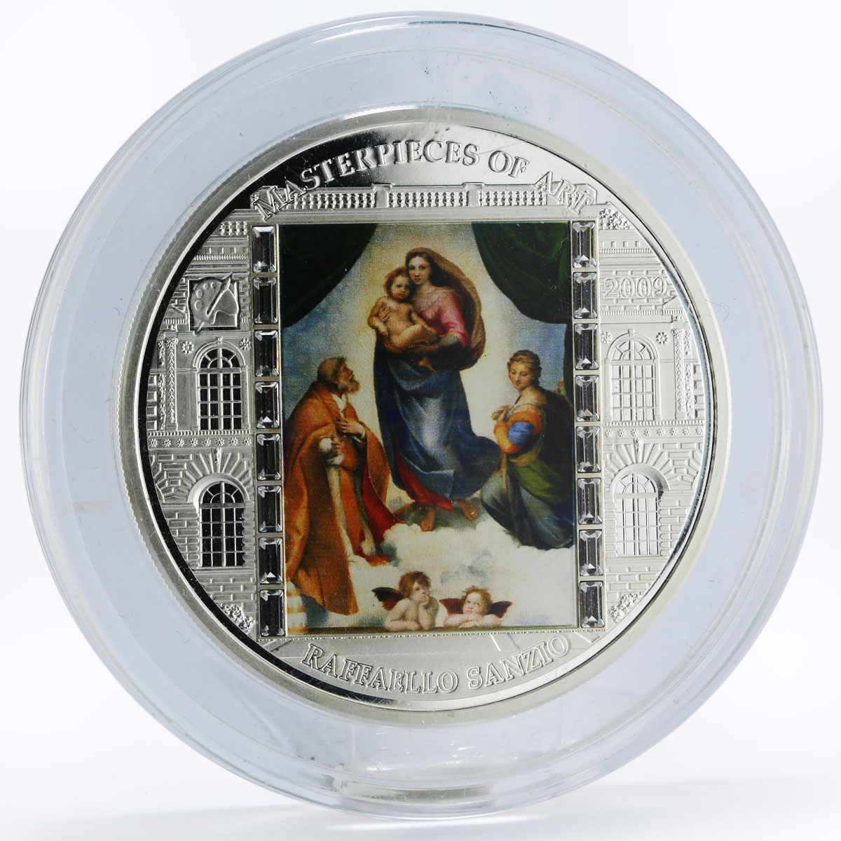 Cook Islands 20 dollars Raphael Art The Sistine Madonna colored silver coin 2009